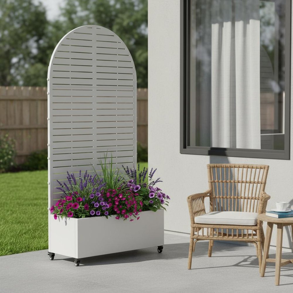 72" X 35" White Metal Rectangular Planter Box HomeRoots