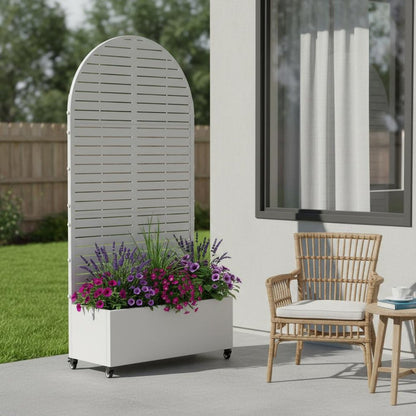 72" X 35" White Metal Rectangular Planter Box HomeRoots