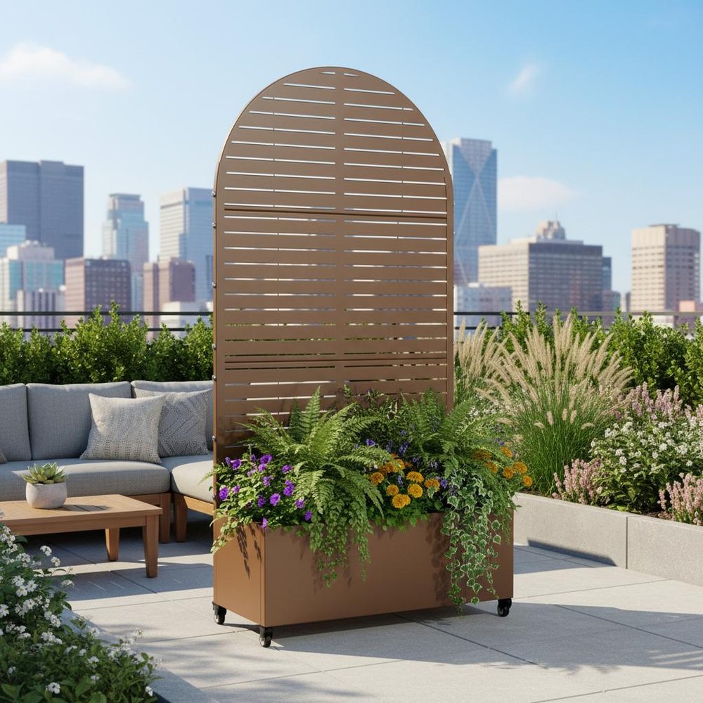 72" X 35" Brown Metal Rectangular Planter Box HomeRoots