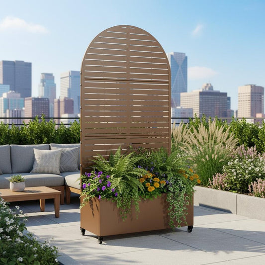 72" X 35" Brown Metal Rectangular Planter Box
