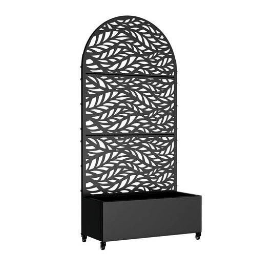 72" X 35" Black Metal Rectangular Planter Box