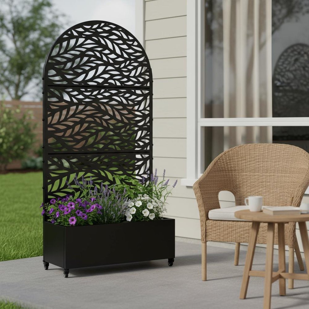 72" X 35" Black Metal Rectangular Planter Box — view 5