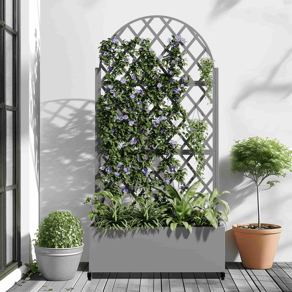 72" X 35" Gray Metal Rectangular Planter Box — view 1