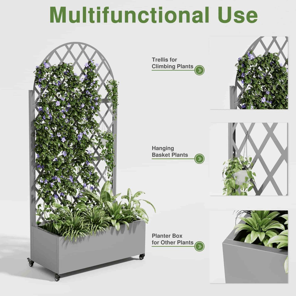 72" X 35" Gray Metal Rectangular Planter Box HomeRoots