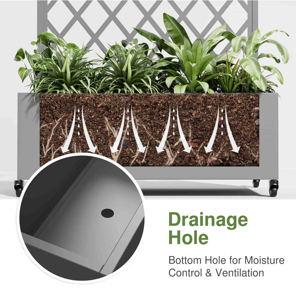 72" X 35" Gray Metal Rectangular Planter Box — view 7