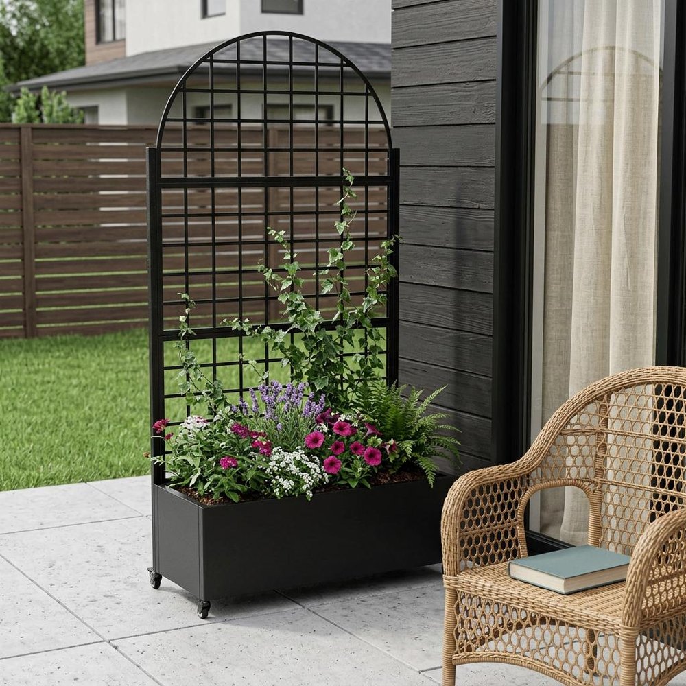 73" X 35" Black Metal Rectangular Planter Box — view 1