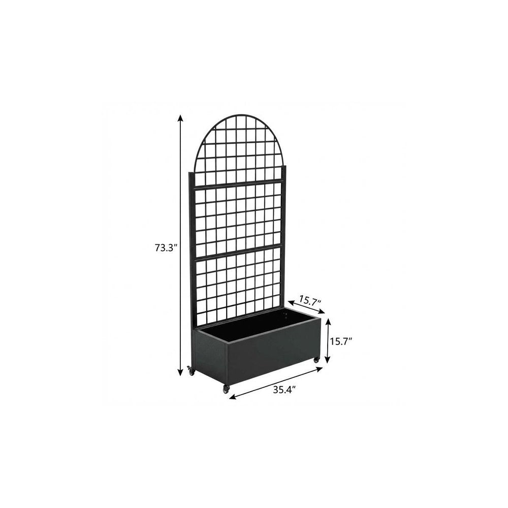 73" X 35" Black Metal Rectangular Planter Box — view 6