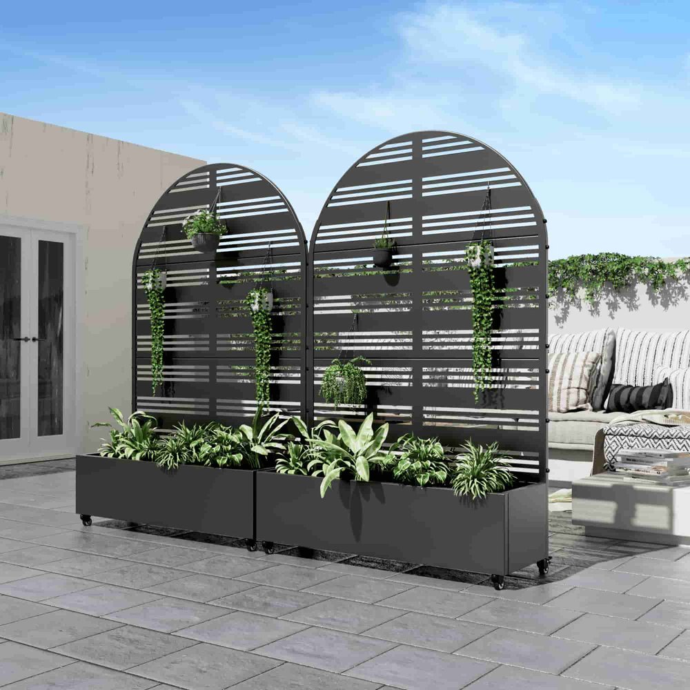 72" X 47" Black Metal Rectangular Planter Box — view 2