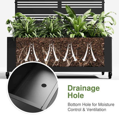 72" X 47" Black Metal Rectangular Planter Box HomeRoots