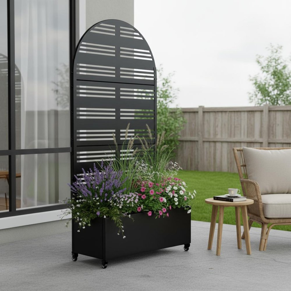 72" X 35" Black Metal Rectangular Planter Box HomeRoots