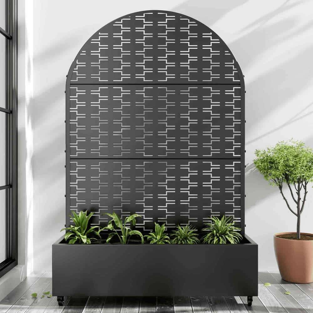 72" X 47" Black Metal Rectangular Planter Box — view 1