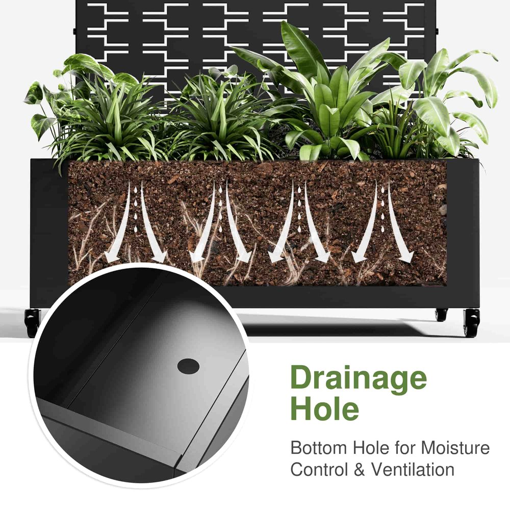 72" X 47" Black Metal Rectangular Planter Box HomeRoots