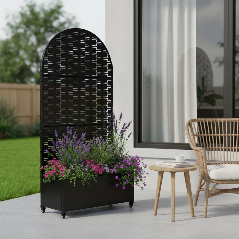 72" X 35" Black Metal Rectangular Planter Box HomeRoots