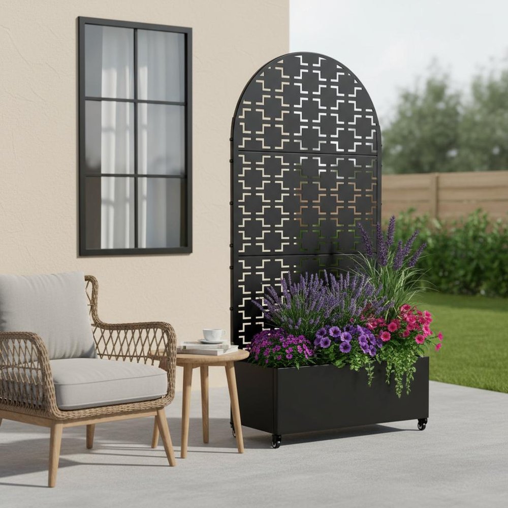 72" X 35" Black Metal Rectangular Planter Box — view 1