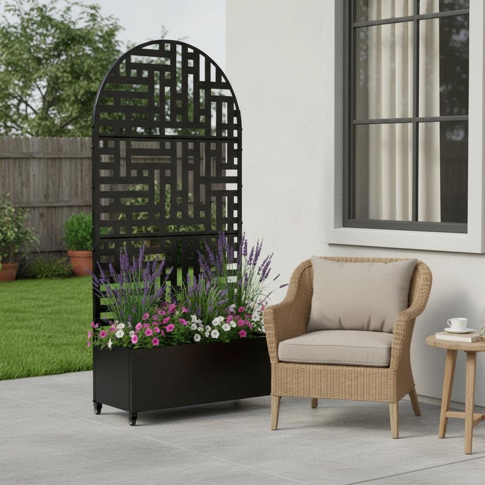 72" X 35" Black Metal Rectangular Planter Box HomeRoots