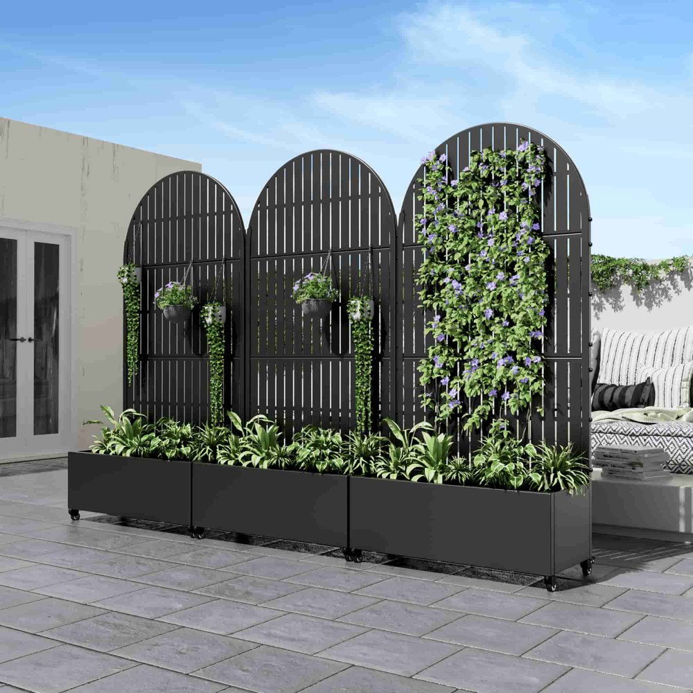 72" X 35" Black Metal Rectangular Planter Box HomeRoots