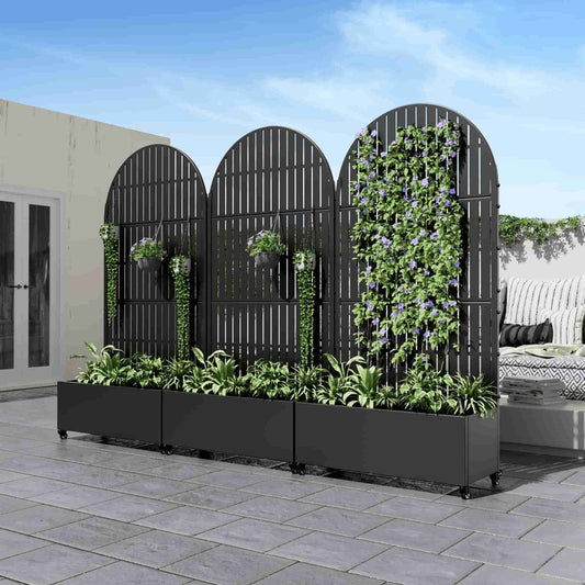 72" X 35" Black Metal Rectangular Planter Box