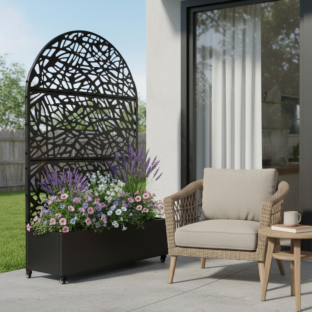 72" X 47" Black Metal Rectangular Planter Box HomeRoots