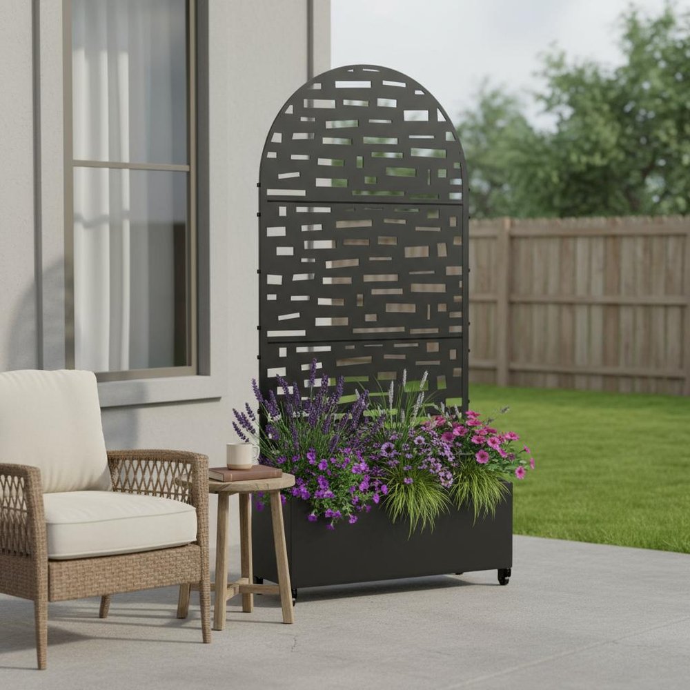 72" X 35" Black Metal Rectangular Planter Box HomeRoots