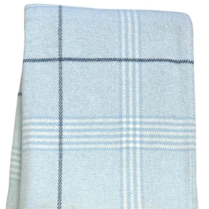 50" X 67" Sky Blue And White Plaid Cotton Blend Woven Throw Blanket with Fringe HomeRoots