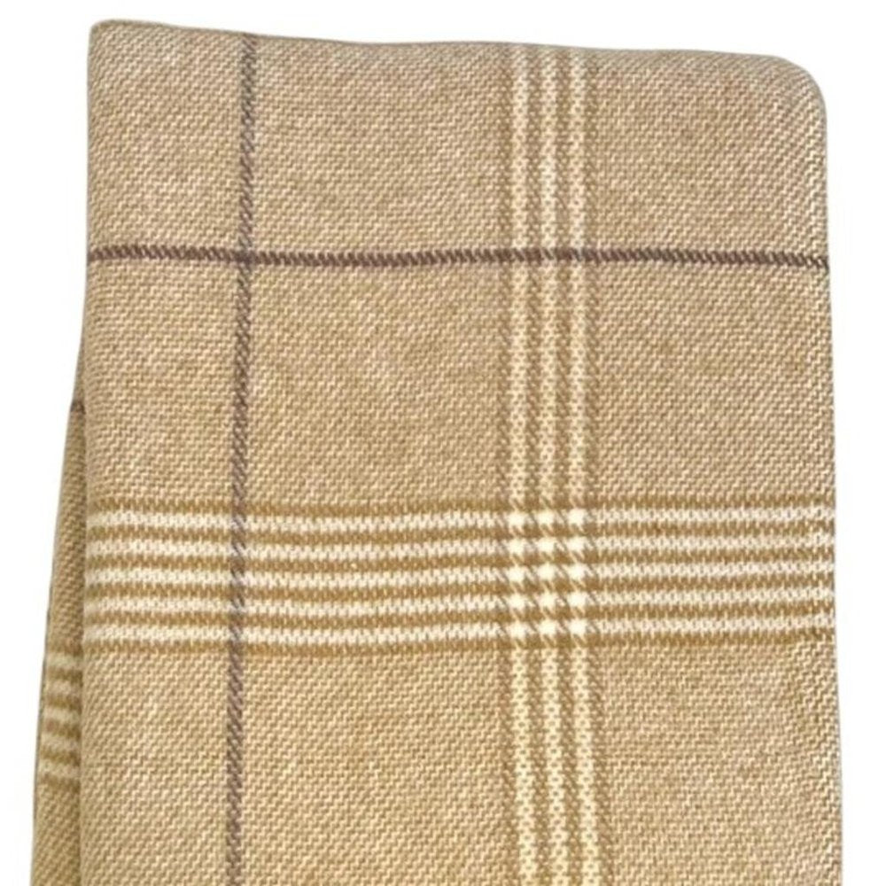50" X 67" Stone And White Cotton Blend Woven Plaid Throw Blanket with Fringe HomeRoots