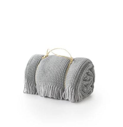 55" X 70" Sage And Gray Cotton Blend Woven Checkered Plush Throw Blanket with Fringe HomeRoots