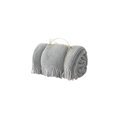 55" X 70" Sage And Gray Cotton Blend Woven Checkered Plush Throw Blanket with Fringe HomeRoots