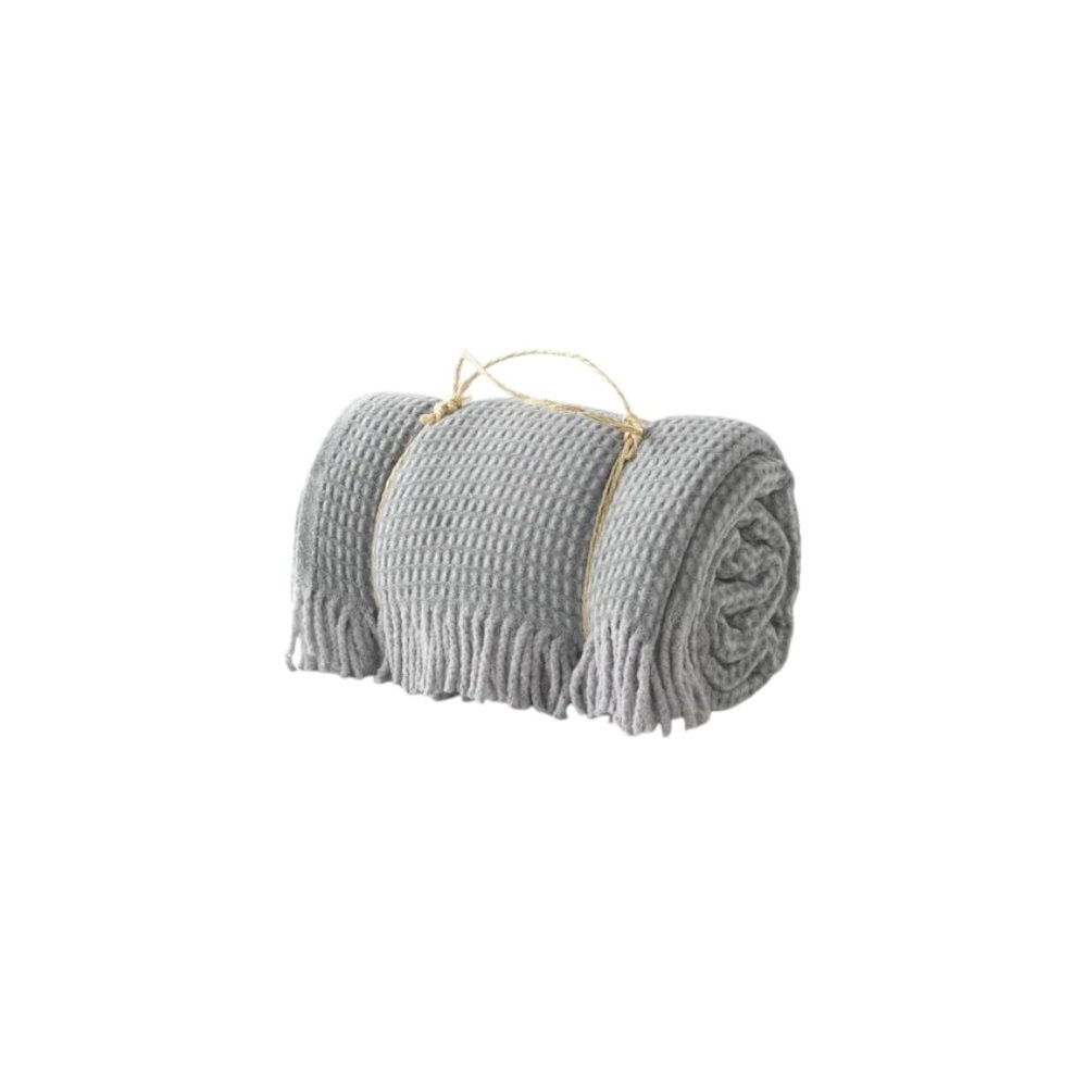 55" X 70" Sage And Gray Cotton Blend Woven Checkered Plush Throw Blanket with Fringe HomeRoots