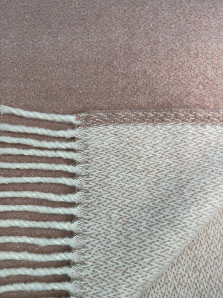 55" X 70" Dusty Rose And White Chevron Cotton Blend Woven Plush Throw Blanket with Fringe HomeRoots