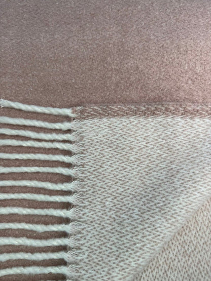 55" X 70" Dusty Rose And White Chevron Cotton Blend Woven Plush Throw Blanket with Fringe HomeRoots