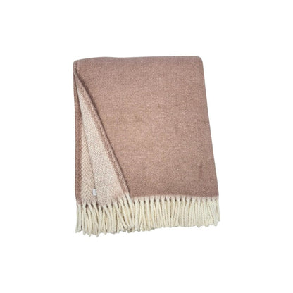 55" X 70" Dusty Rose And White Chevron Cotton Blend Woven Plush Throw Blanket with Fringe HomeRoots