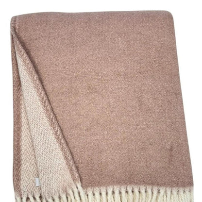55" X 70" Dusty Rose And White Chevron Cotton Blend Woven Plush Throw Blanket with Fringe HomeRoots