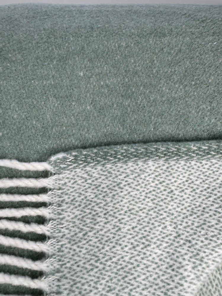 55" X 70" Sage And White Cotton Blend Woven Chevron Plush Throw Blanket with Fringe HomeRoots
