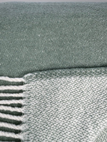 55" X 70" Sage And White Cotton Blend Woven Chevron Plush Throw Blanket with Fringe HomeRoots