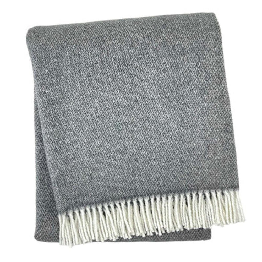55" X 70" Dark Gray And White Cotton Blend Woven Herringbone Plush Throw Blanket with Fringe HomeRoots