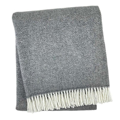 55" X 70" Dark Gray And White Cotton Blend Woven Herringbone Plush Throw Blanket with Fringe HomeRoots