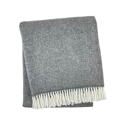 55" X 70" Dark Gray And White Cotton Blend Woven Herringbone Plush Throw Blanket with Fringe HomeRoots