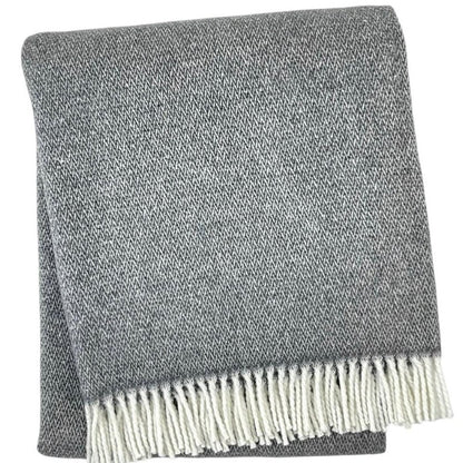 55" X 70" Dark Gray And White Cotton Blend Woven Herringbone Plush Throw Blanket with Fringe HomeRoots