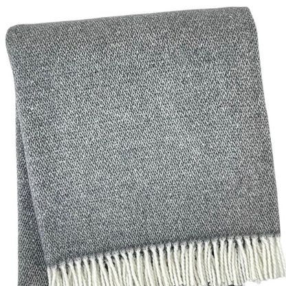 55" X 70" Dark Gray And White Cotton Blend Woven Herringbone Plush Throw Blanket with Fringe HomeRoots