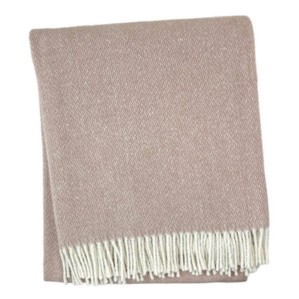 55" X 70" Dusty Rose And White Cotton Blend Woven Herringbone Plush Throw Blanket with Fringe HomeRoots