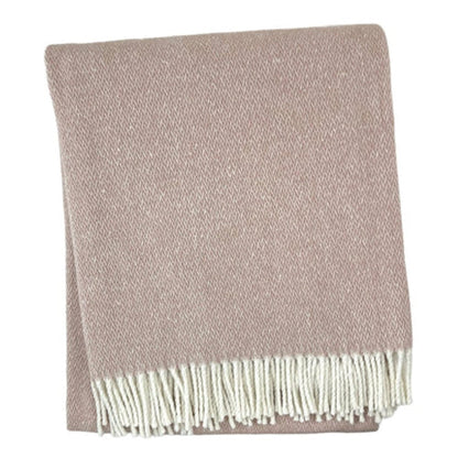55" X 70" Dusty Rose And White Cotton Blend Woven Herringbone Plush Throw Blanket with Fringe HomeRoots