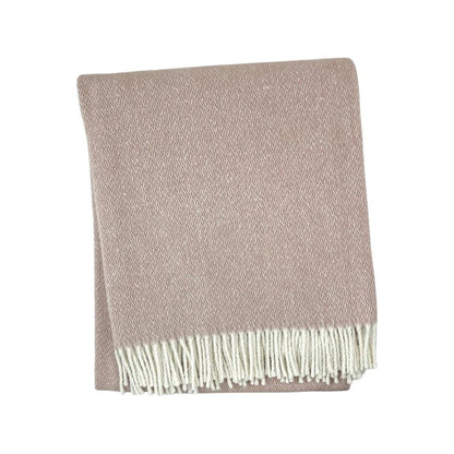 55" X 70" Dusty Rose And White Cotton Blend Woven Herringbone Plush Throw Blanket with Fringe HomeRoots