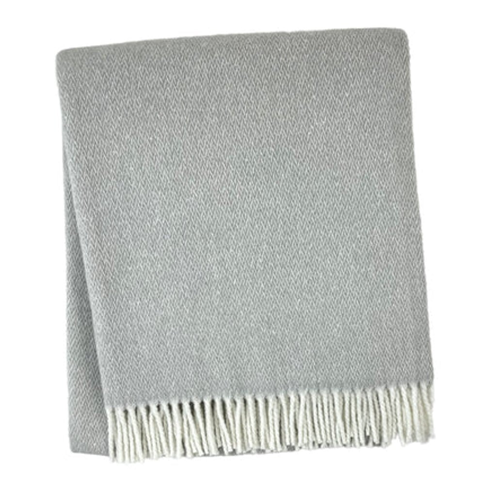 55" X 70" Light Gray And White Herringbone Cotton And Microfiber Woven Throw Blanket with Fringe HomeRoots