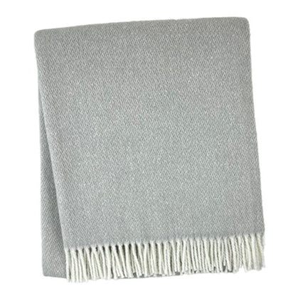 55" X 70" Light Gray And White Herringbone Cotton And Microfiber Woven Throw Blanket with Fringe HomeRoots