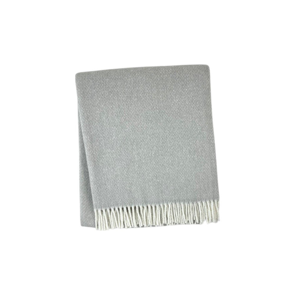 55" X 70" Light Gray And White Herringbone Cotton And Microfiber Woven Throw Blanket with Fringe HomeRoots
