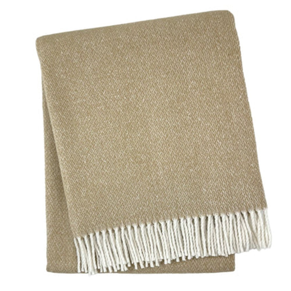 55" X 70" Stone And White Cotton Blend Woven Herringbone Plush Throw Blanket with Fringe HomeRoots
