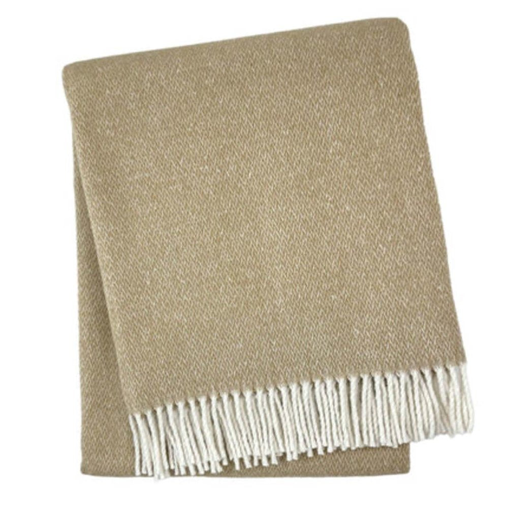 55" X 70" Stone And White Cotton Blend Woven Herringbone Plush Throw Blanket with Fringe — view 7