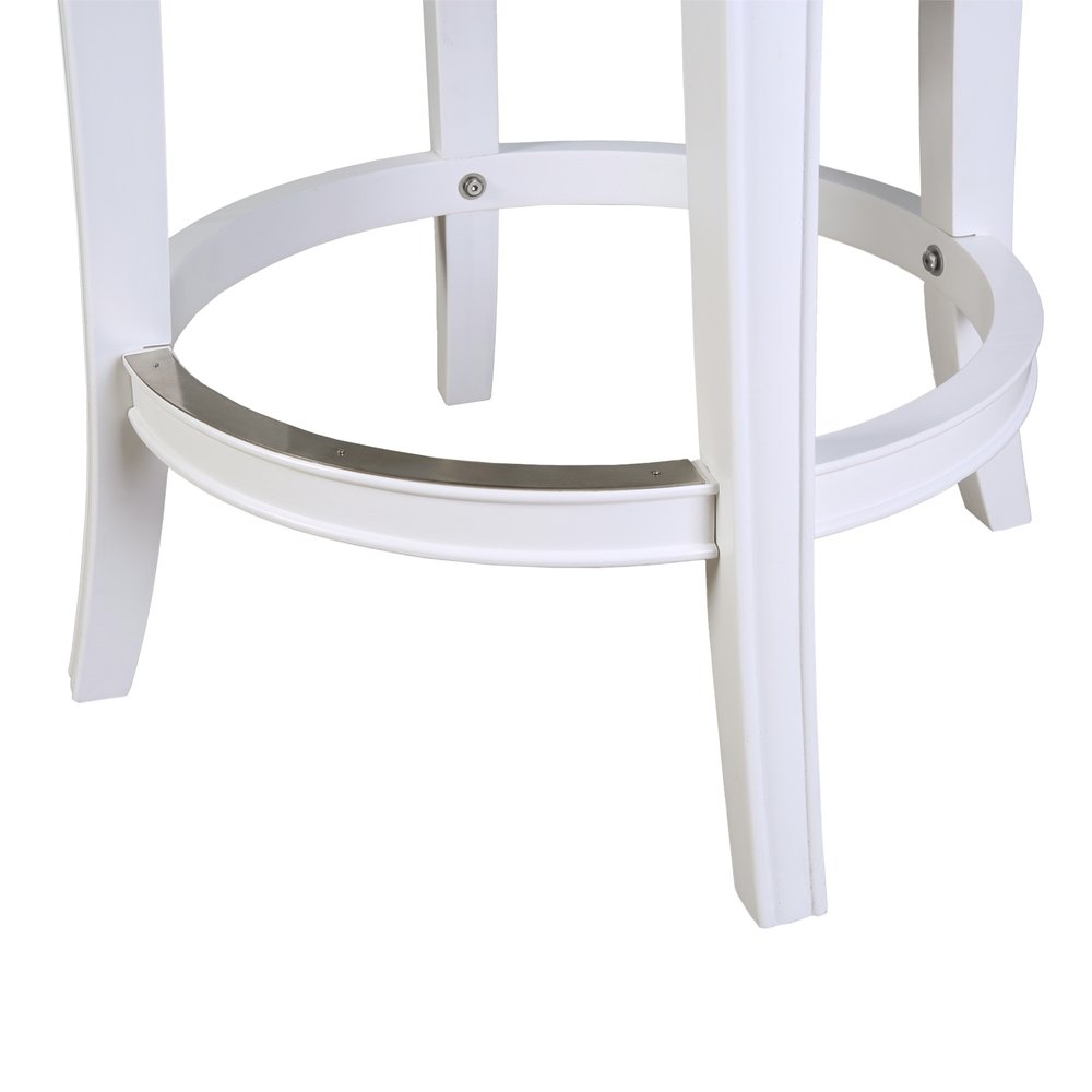26" Gray And White Faux Leather And Solid Wood Low Back Counter Height Swivel Bar Chair HomeRoots