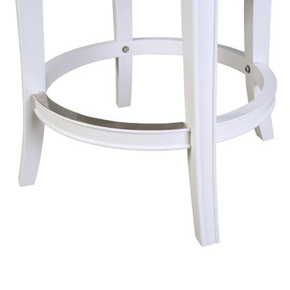 26" Gray And White Faux Leather And Solid Wood Low Back Counter Height Swivel Bar Chair HomeRoots