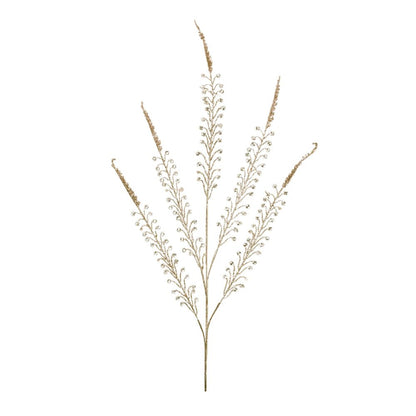 Set of Two Gold And Clear Faux Crystal Beaded Linear Fern Wreath Sprays HomeRoots